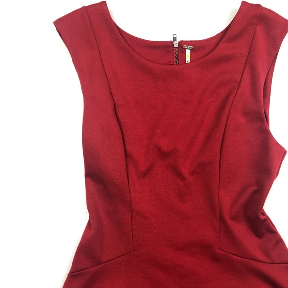 Free People Cha Cha Ponte Dress- Red - Picture 7 of 8